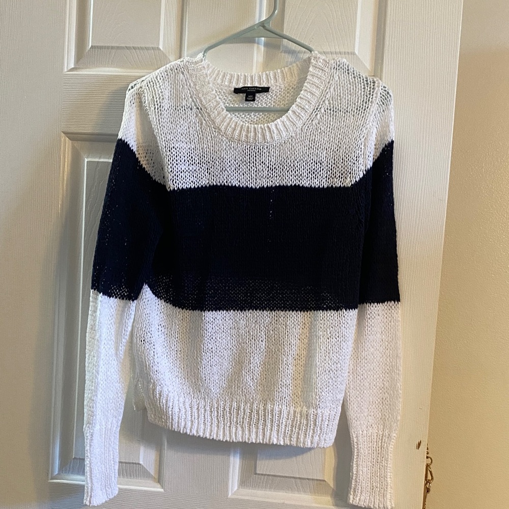 Ann Taylor Black and White Striped Sweater